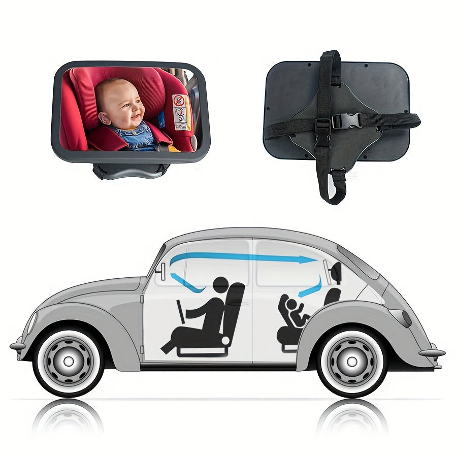 Safe 360° Rotatable Car Mirror – Wide, Scratch-Resistant Rearview Mirror