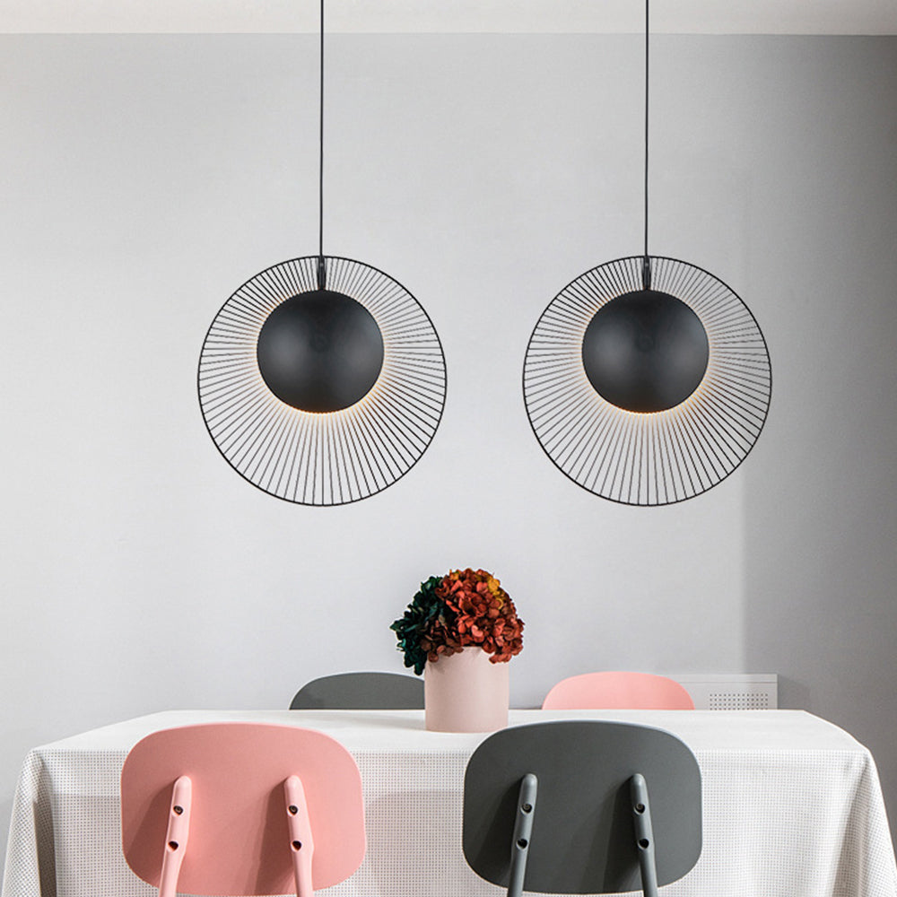 Lampada a sospensione minimalista in metallo nero per sala da pranzo
