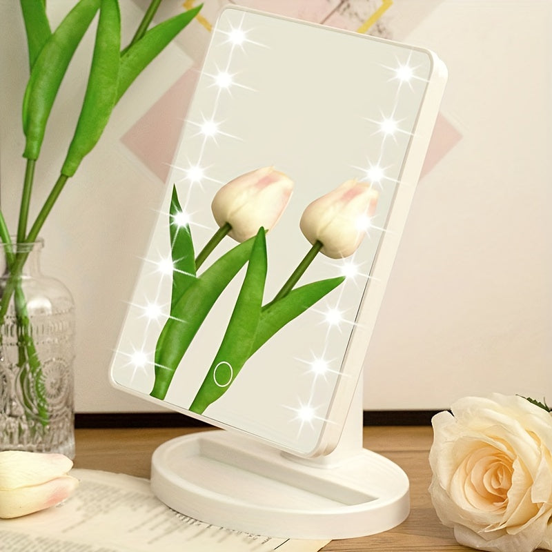 16LED Verlichte Make-up Spiegel – Dual Power, Met Aanraakscherm en Verstelbare Helderheid, USB Gevoed