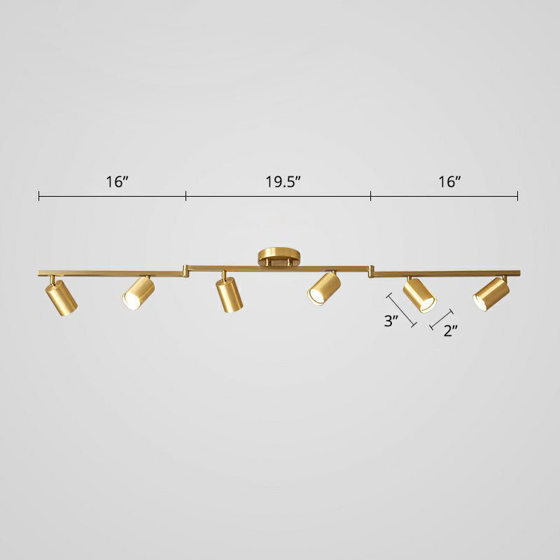 Minimalist LED Ceiling Lamp with Golden Tubular Track and Metal Shade