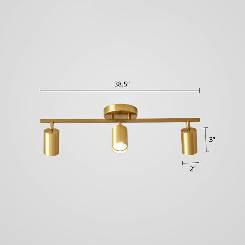 Minimalist LED Ceiling Lamp with Golden Tubular Track and Metal Shade