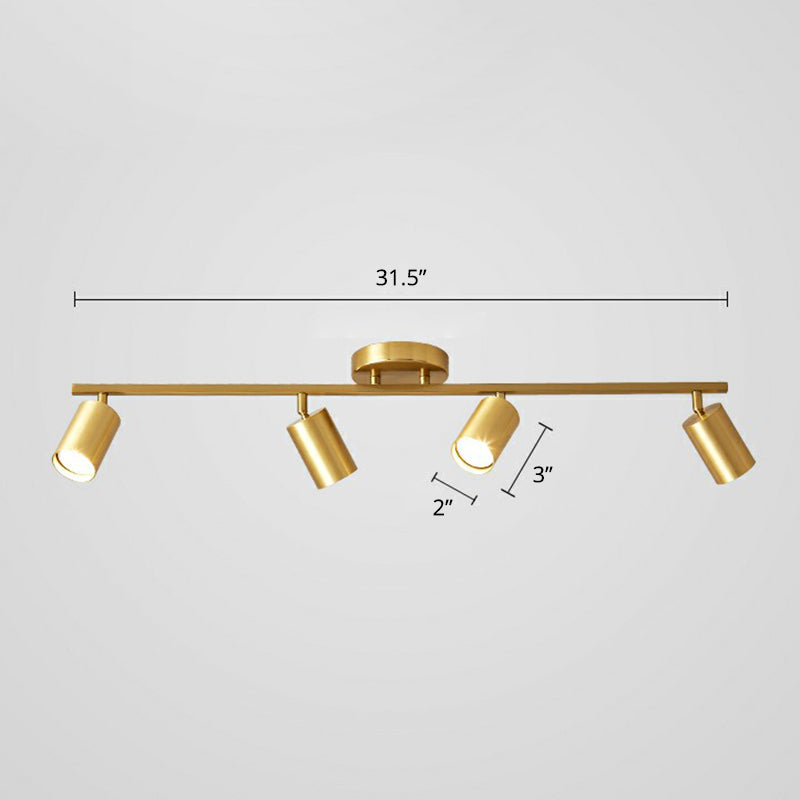 Minimalist LED Ceiling Lamp with Golden Tubular Track and Metal Shade