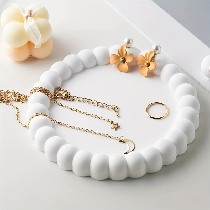 RingTray - Witte Ronde Sieradenschaal | Voor Ringen, Oorbellen & Sleutels