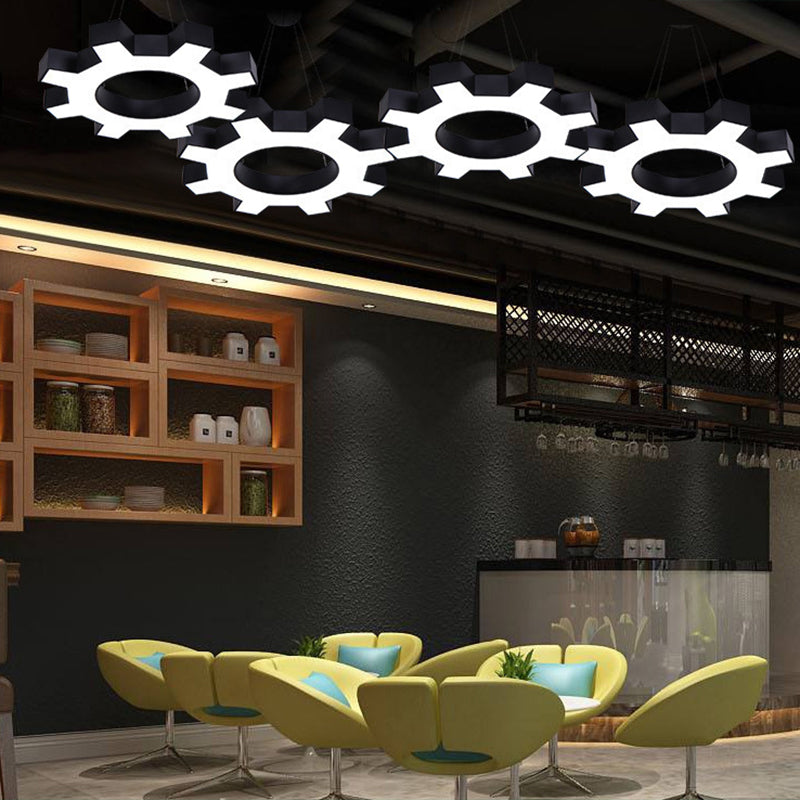 Gear Shaped Gym Pendant Lamp - Metallic Modern Style LED Hanging Lamp Fixture