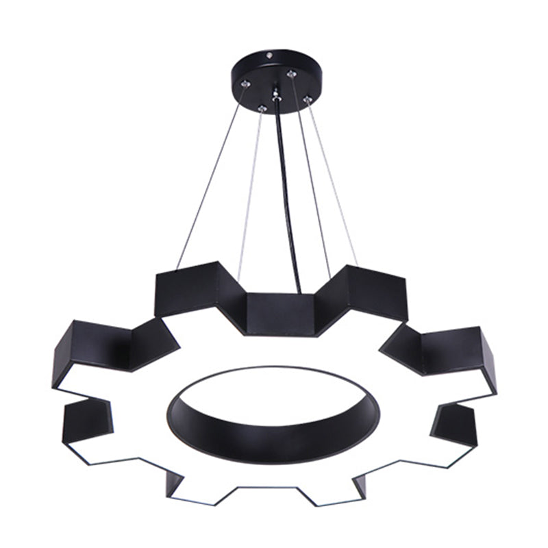 Gear Shaped Gym Pendant Lamp - Metallic Modern Style LED Hanging Lamp Fixture