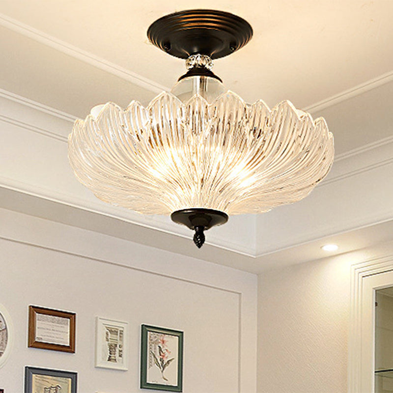 Elegant Black/Gold Ceiling Lamp with Crystals