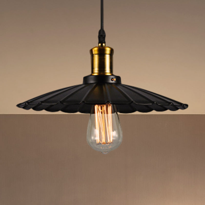 Industrial Wave Pendant Lamp 1-Light in Black/White