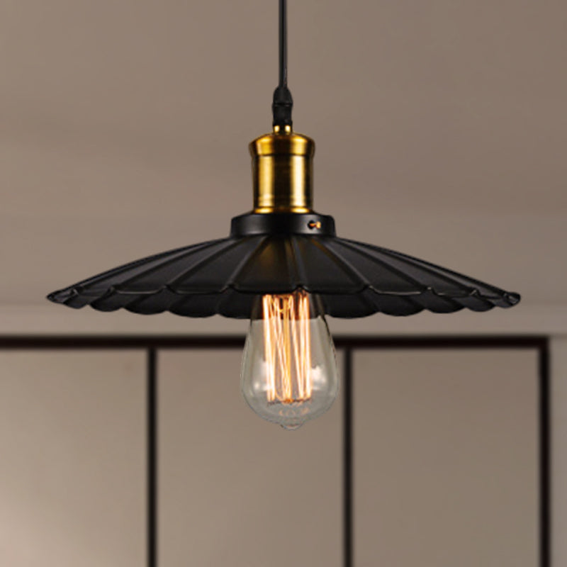 Industrial Wave Pendant Lamp 1-Light in Black/White