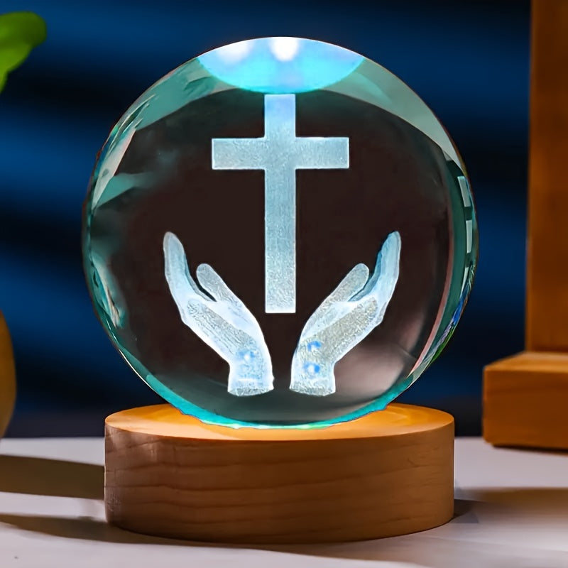 CrystalGlow - Traditioneel 3D Gegraveerd Kristallen Nachtlampje