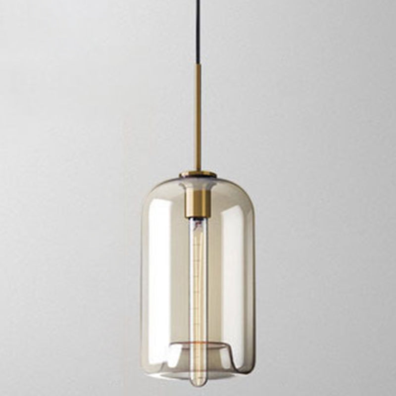 Pendant Lamp Cognac Glass Modern Minimalist 1-Light Lighting For Dining Table