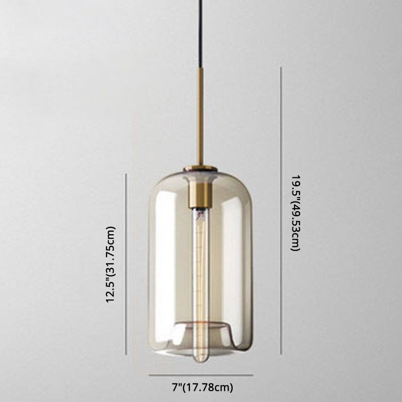 Pendant Lamp Cognac Glass Modern Minimalist 1-Light Lighting For Dining Table