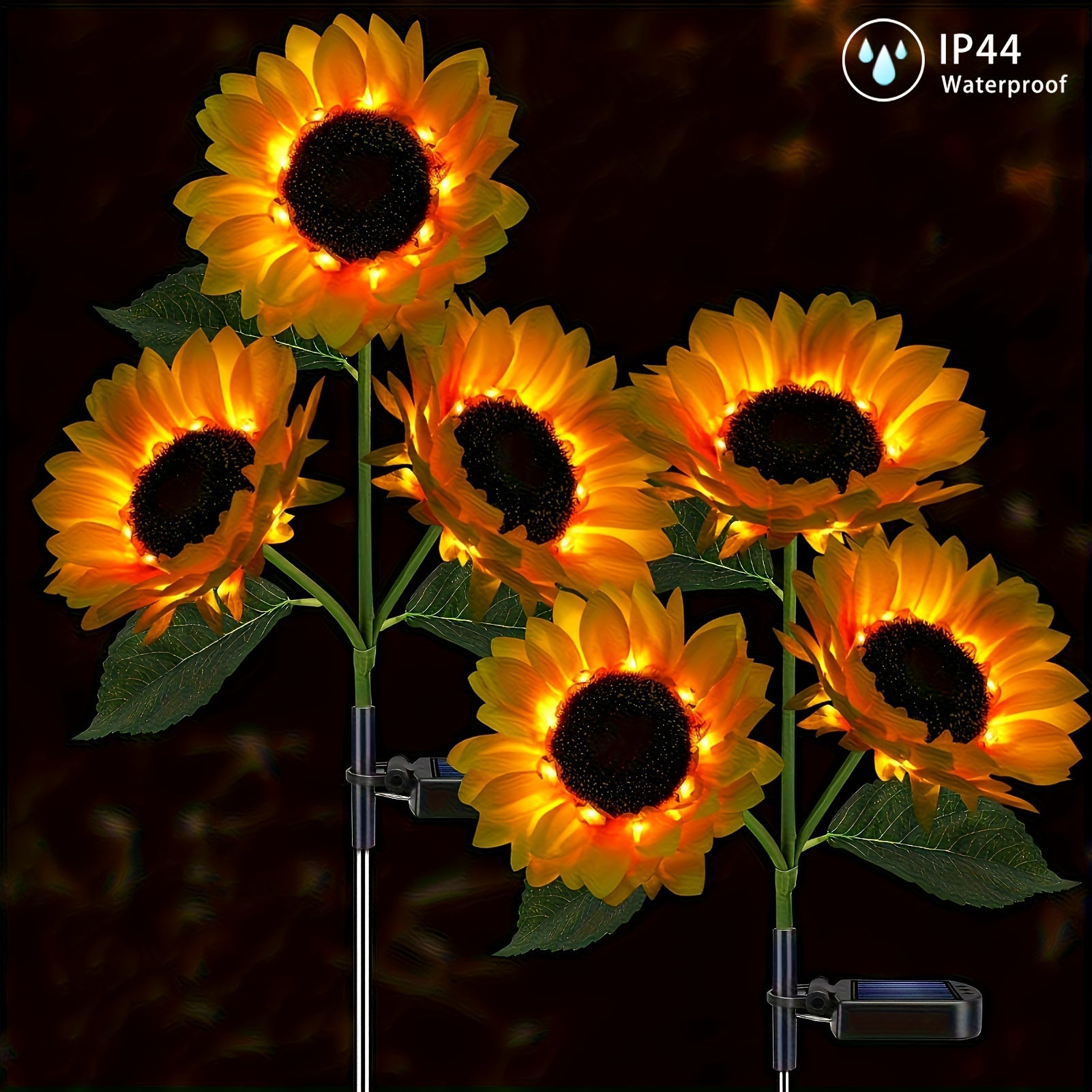 SolarBloom - Sunflower LED Garden Light with 3 Heads, Waterproof