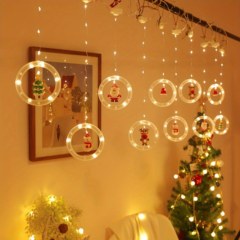 Nieuwe kerstverlichting met kerstman-cartoonvorm, hangende raamgordijnverlichting, LED-kleurverlichting, raamdecoratie, sterrenlicht, USB-interface, Halloween-cadeau.