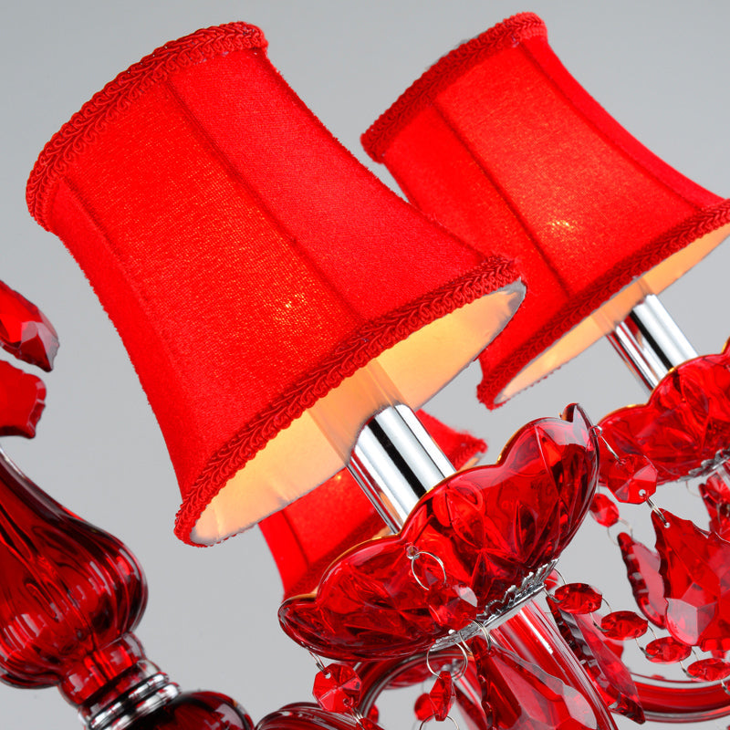 Lampadario moderno rosso con cristalli