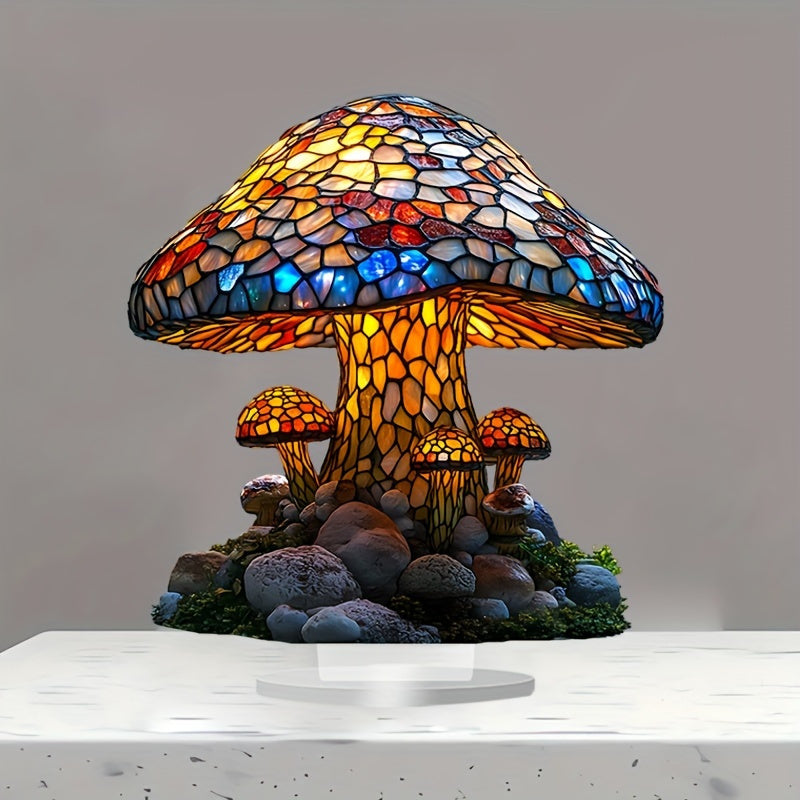 MushroomGlow - Bohemian Acryl Tafellamp Zonder Elektriciteit