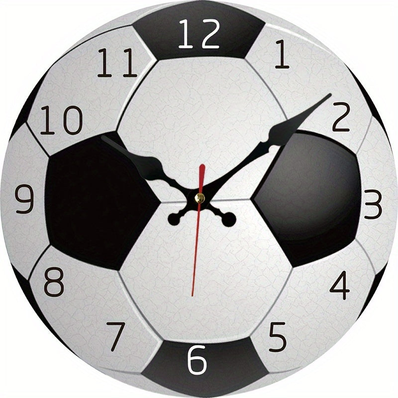 Wooden Wall Clock with Soccer Design - Silent Clock for Living Room and Bedroom