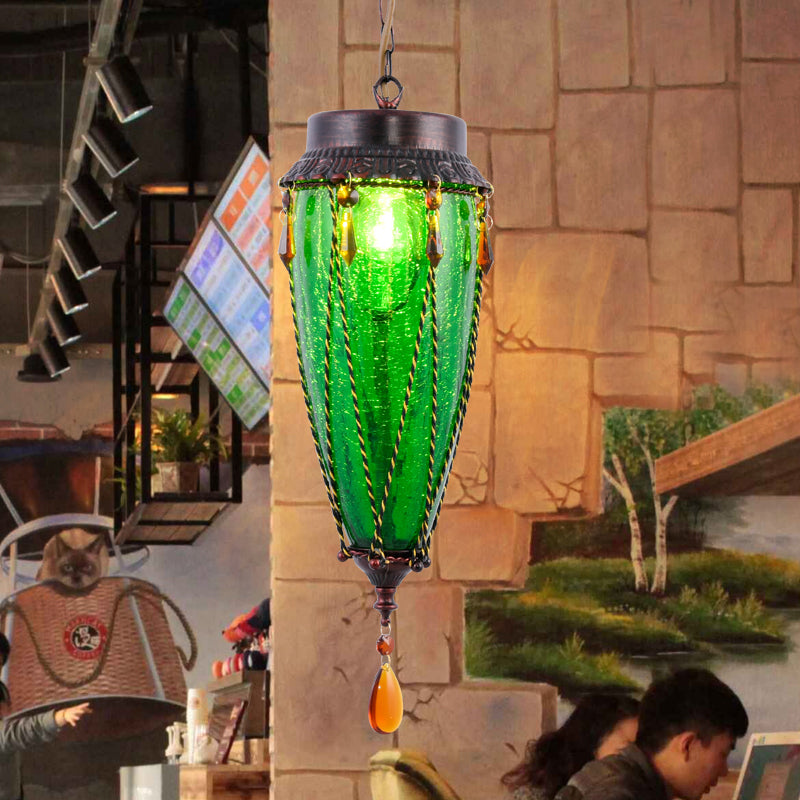 Vintage Style Pendant Lamp Glass Conical Red/Yellow/Blue