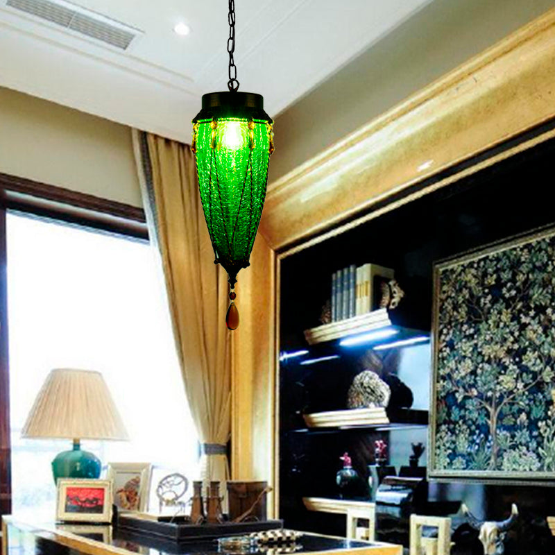 Vintage Style Pendant Lamp Glass Conical Red/Yellow/Blue