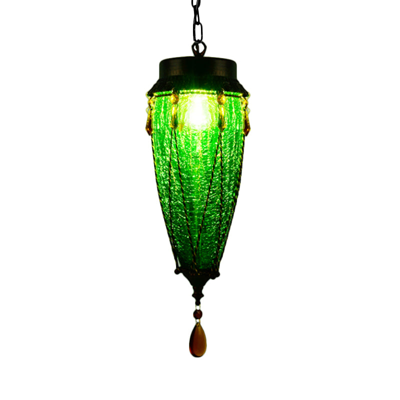 Vintage Style Pendant Lamp Glass Conical Red/Yellow/Blue