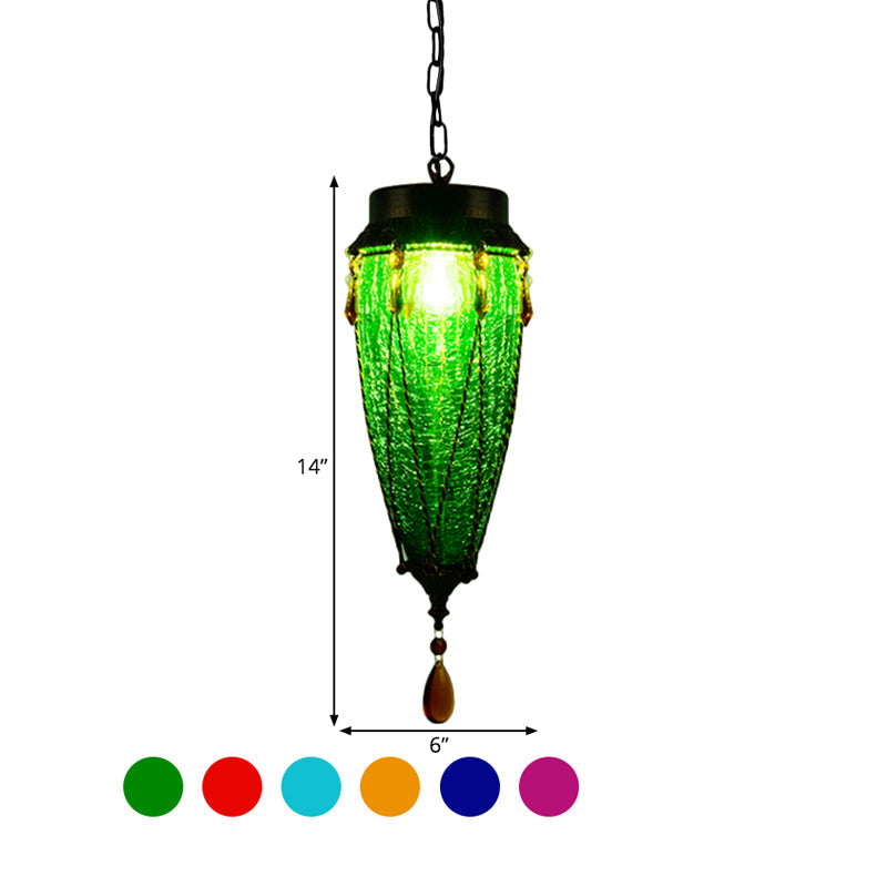 Vintage Style Pendant Lamp Glass Conical Red/Yellow/Blue