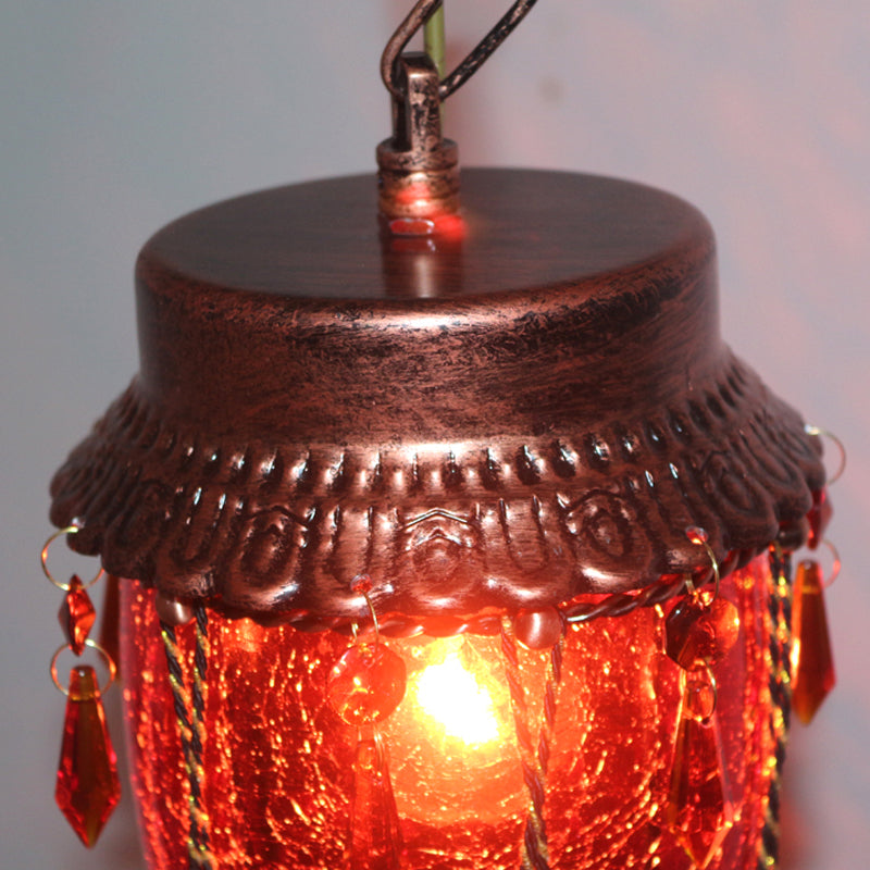 Vintage Style Pendant Lamp Glass Conical Red/Yellow/Blue
