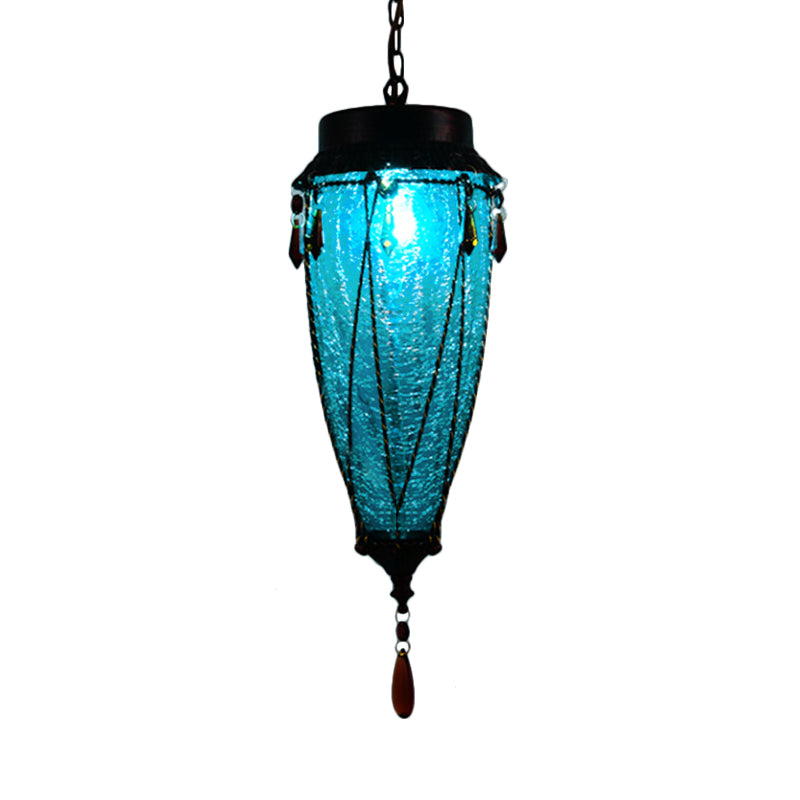 Vintage Style Pendant Lamp Glass Conical Red/Yellow/Blue