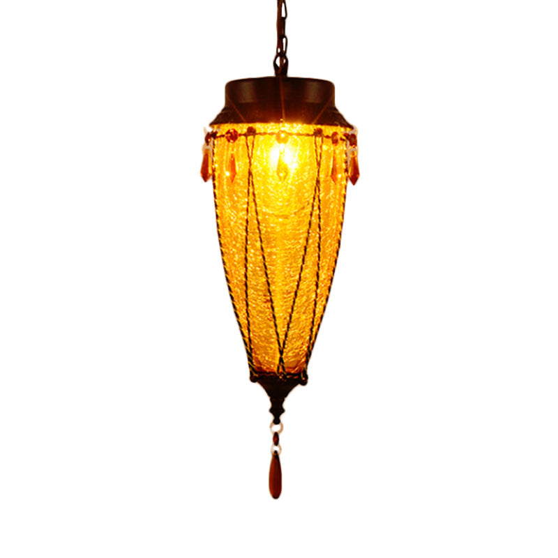 Vintage Style Pendant Lamp Glass Conical Red/Yellow/Blue