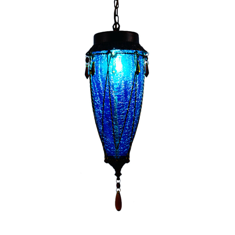 Vintage Style Pendant Lamp Glass Conical Red/Yellow/Blue