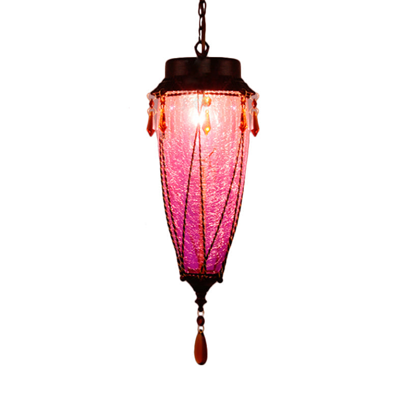 Vintage Style Pendant Lamp Glass Conical Red/Yellow/Blue