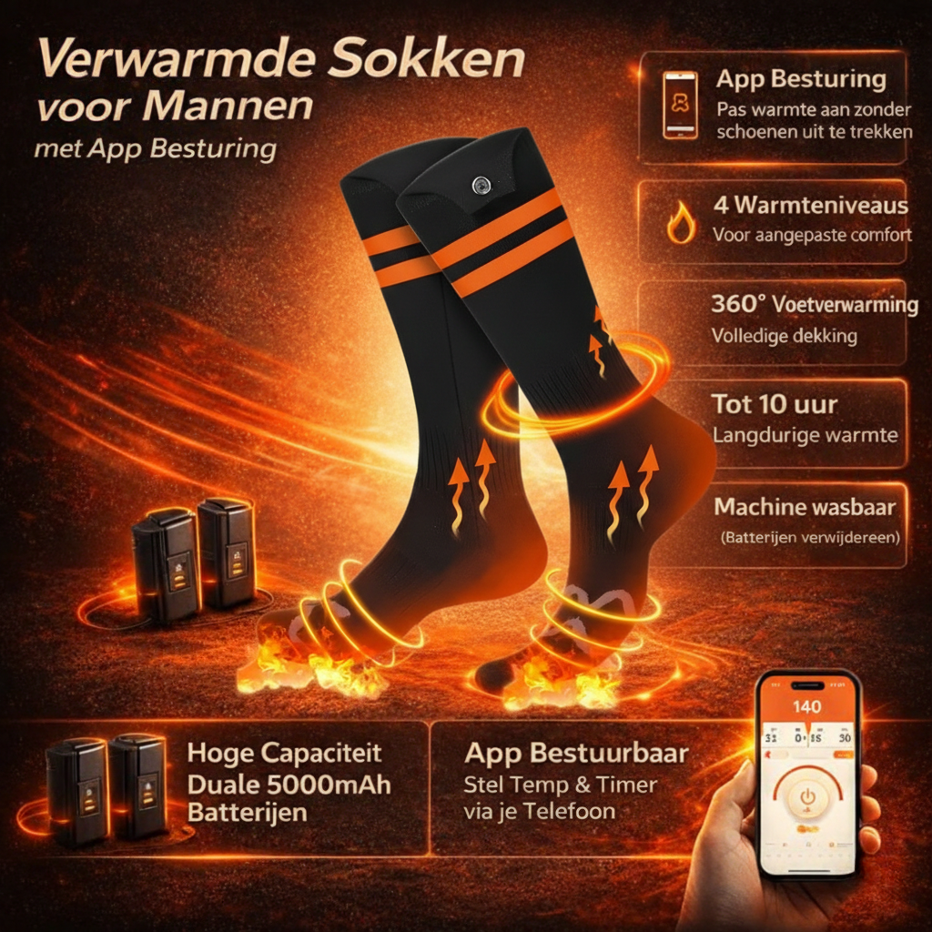 Aplicação para Meias Aquecidas Controlo com 4 Definições de Calor