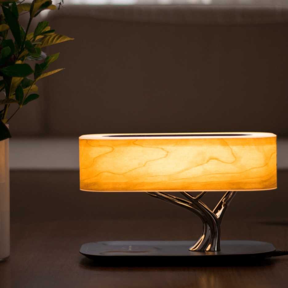 LumeFusion - Moderne Tafellamp met Draadloos Opladen en Bluetooth Speakers
