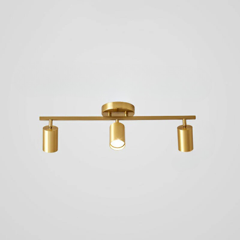 Minimalist LED Ceiling Lamp with Golden Tubular Track and Metal Shade