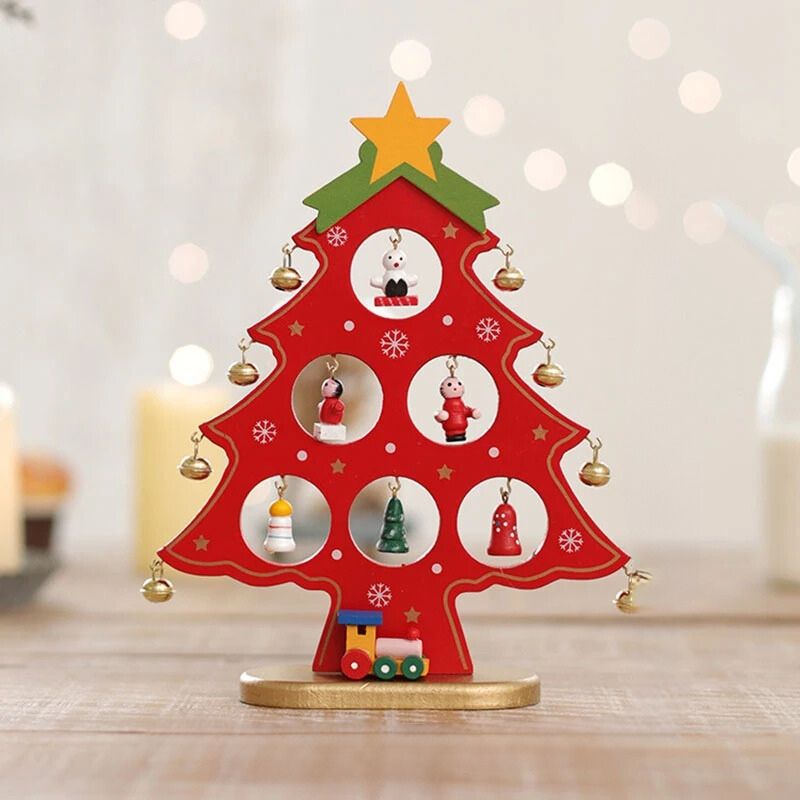 ElegantBoom - Houten Kerstdecoratie voor Bureau
