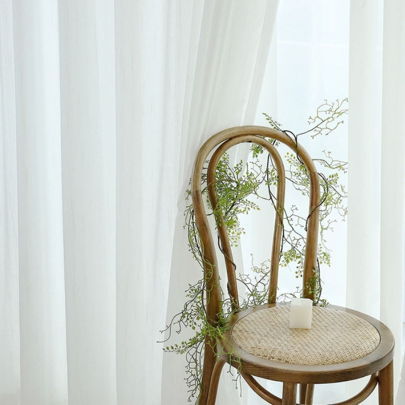 Faye Linen Look Semi-Transparent Curtains Soft Roof