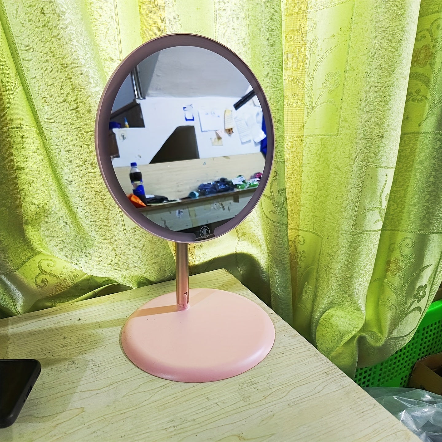 LED Make-up Spiegel met Lampstand – Verstelbare Driekleurige Verlichting, Oplaadbaar en Draagbaar