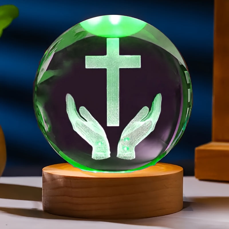 CrystalGlow - Lámpara nocturna tradicional de cristal grabado en 3D