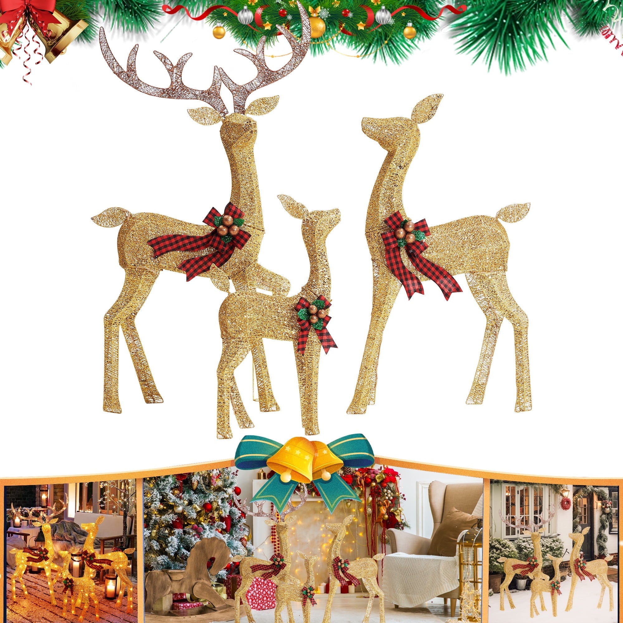 Christmas Deer Family Outdoor Decorations Lighted Waterproof Reindeer - Image 14