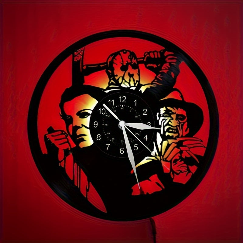 VinylHorror - Style Horror Theme Wall Clock, Vinyl Record