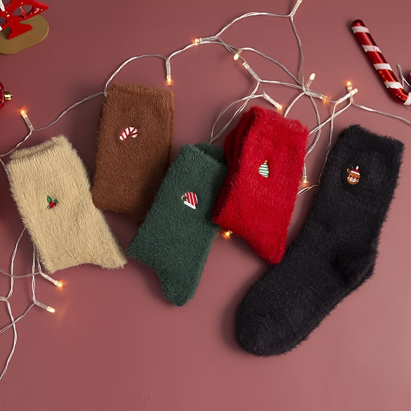 CozyKerst - 5 Paar Dikke Warme Kerstsokken voor Dames