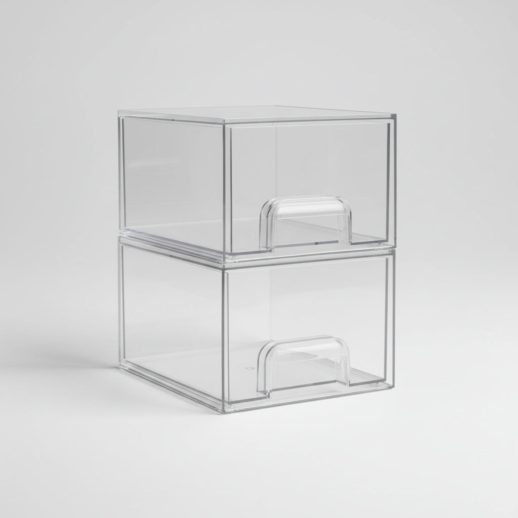 Organizador Transparente para Gaveta Joias Cosmética Caixas Empilháveis