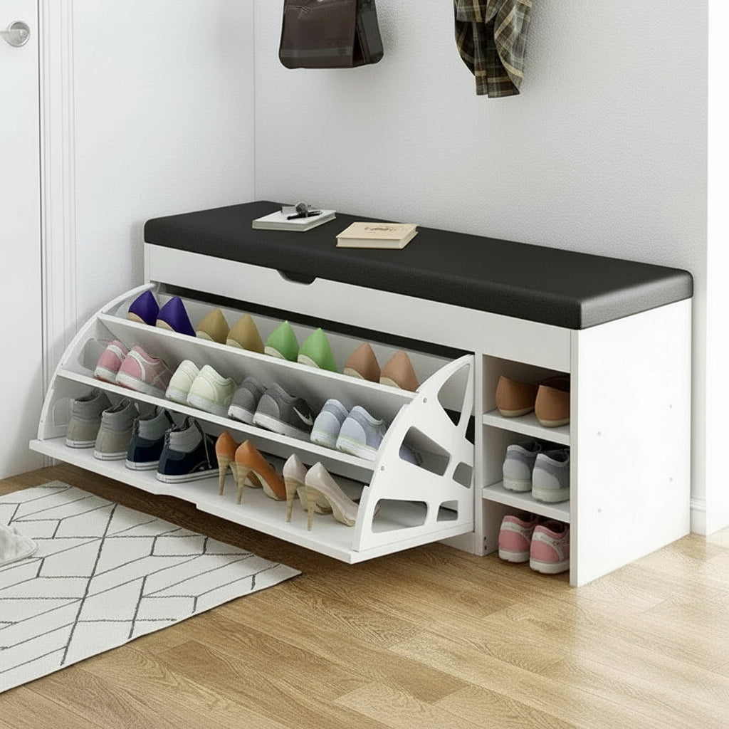3-in-1 Shoe Cabinet Bench Space Saver Folding Storage Solution 0