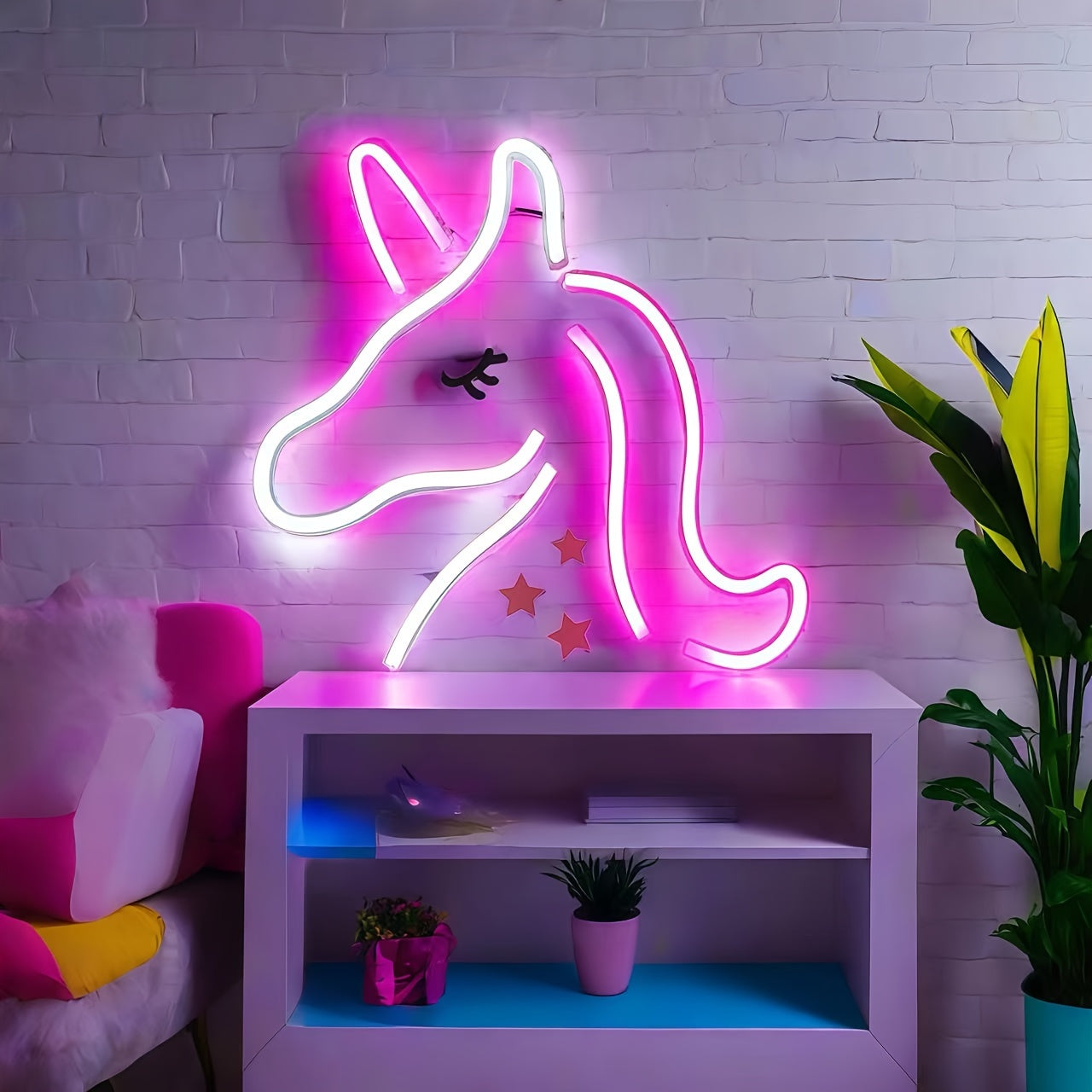 NeonMagic - Roze Mythisch Wezen LED Wandlamp
