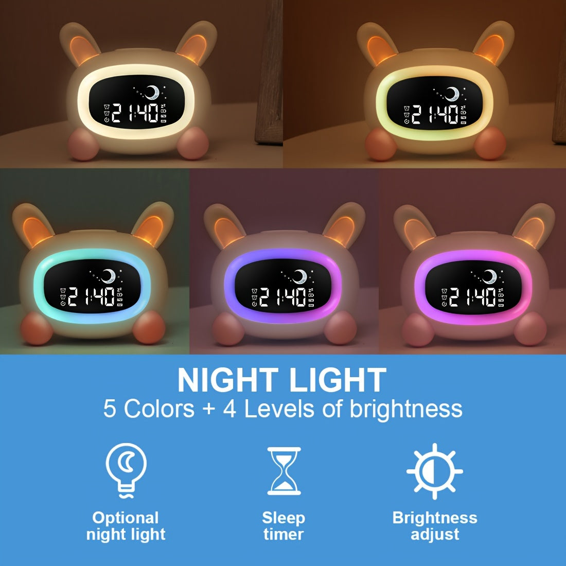 BunnyTime - Tenero Orologio per l'Addestramento al Sonno con Musica e Luce Notturna