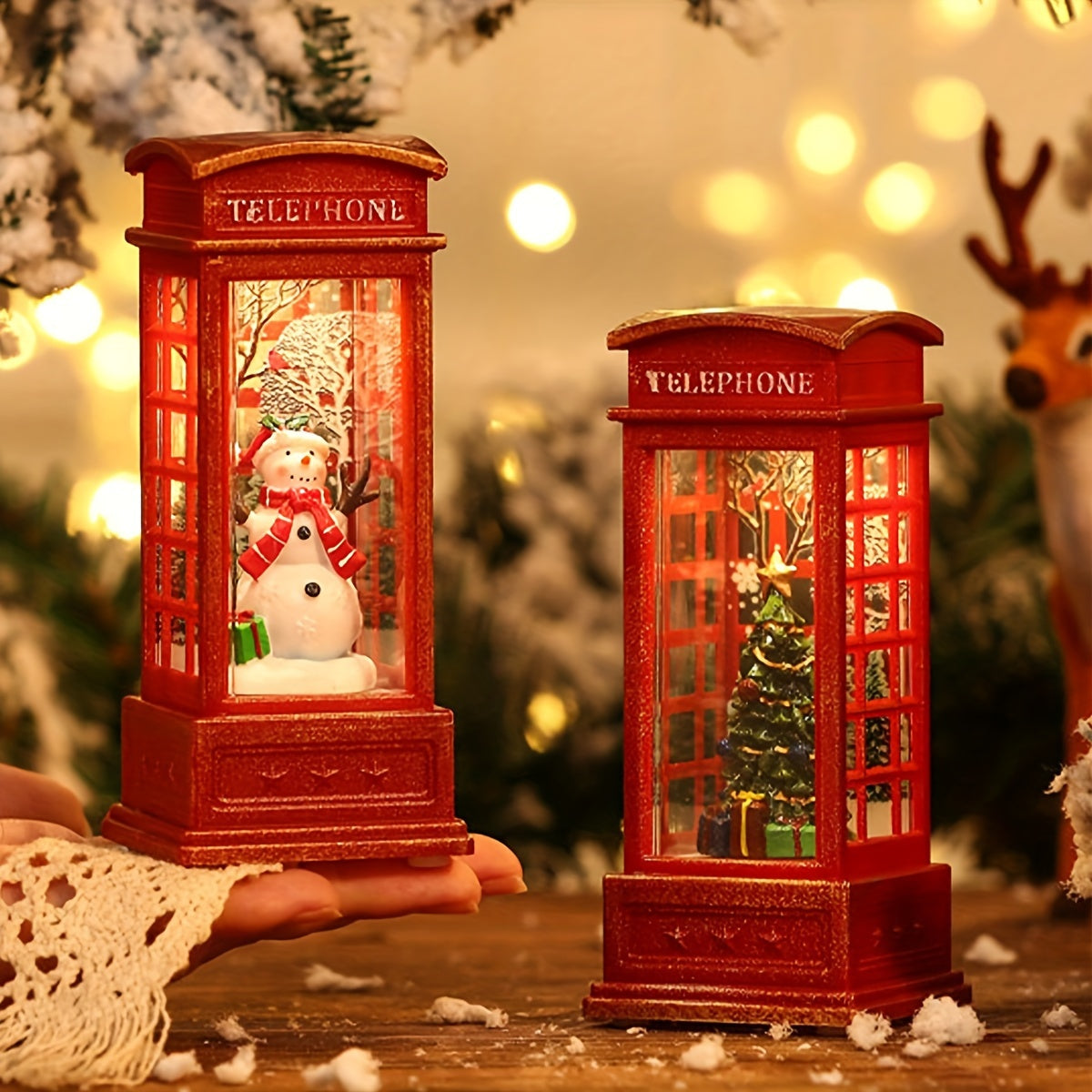 KerstTelefoon - Decoratieve Kerst Telefooncel met Licht