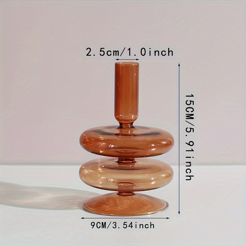 1pc Creatieve en Minimalistische Glazen Kandelaar Set - Gelakte Glazen Vaas Tafeldecoratie voor Woonkamer, Eettafel en Romantisch Diner