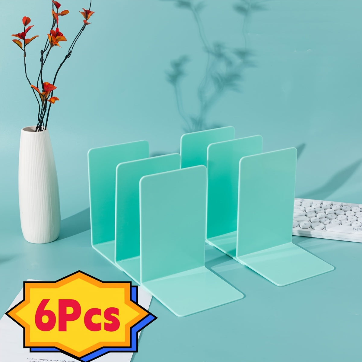 6-Pack Transparante Acryl Boekensteunen - Dikke PP Materiaal Boekenhouder voor Thuis en Kantoor