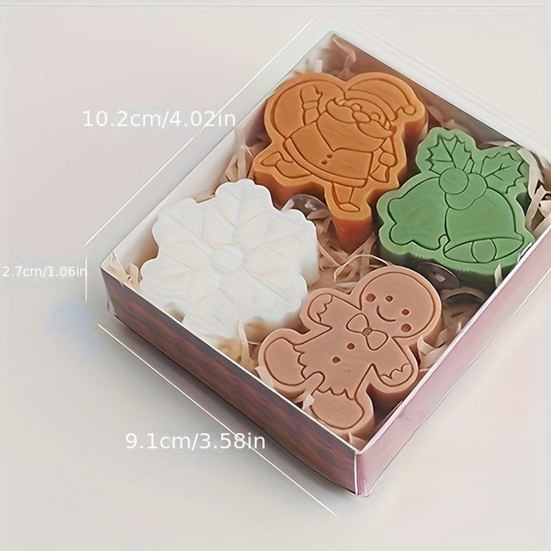 AromaGift - 4 Stuks Kerstthema Aromatherapiekaarsen Set