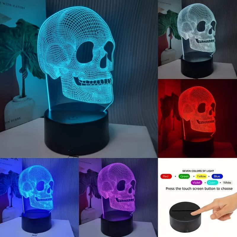 SkullGlow - 3D LED Schedelvormige Tafellamp met USB-Voeding