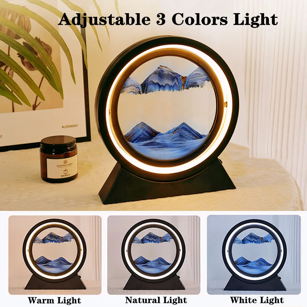 GlowHour - 3D Zandloper Tafellamp met LED Verlichting voor Sfeervolle Decoratie