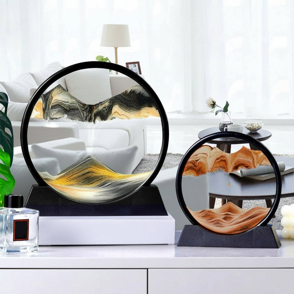 3D Moving Sand Art Glass Decor for Mindfulness and Relaxation 3